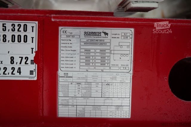 Tipper semitrailer SCHMITZ CARGOBULL WYWROTKA / 27 m3 / ALUMINIOWA / O? PODNOSZONA /