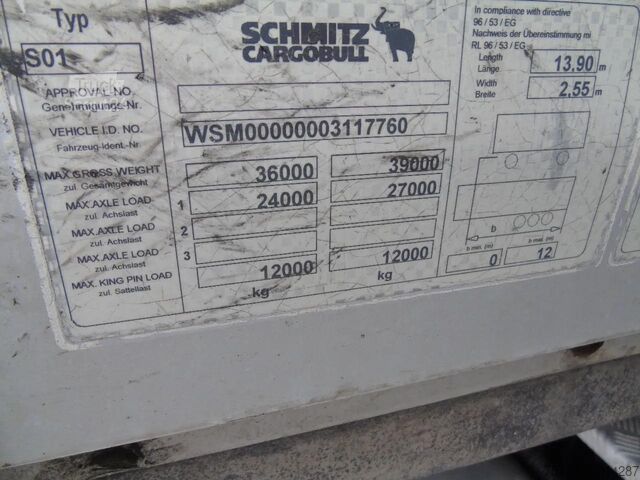 Presenninger, der kan skubbes Schmitz Cargobull 3x AXLE + 2.90 HEIGHT + MEGA + 2X IN STOCK