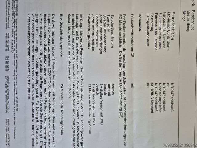 Betonpumpu sunkvežimis Schwing S36 Mercedes-Benz Autobetonpumpe S36  Mercedes-Benz