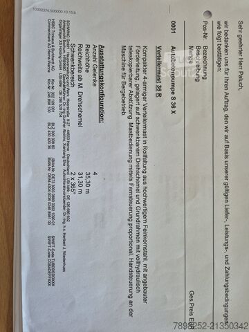 Betonpumpu sunkvežimis Schwing S36 Mercedes-Benz Autobetonpumpe S36  Mercedes-Benz