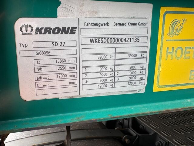 Schuifzeilen Krone - SD 27 + 3X BPW AXLE + LIFT AS + SCHUIFDAK