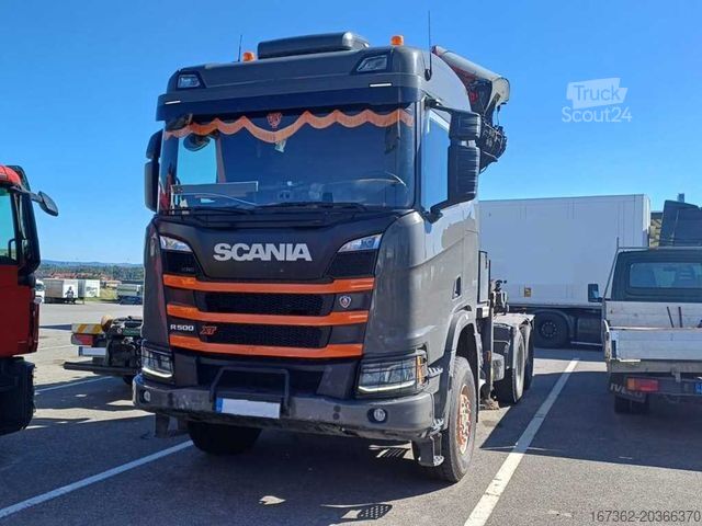 Houttransportwagen SCANIA R500, 6x6, RETARDER, OPTICRUISE+ CRANE PALFINGER