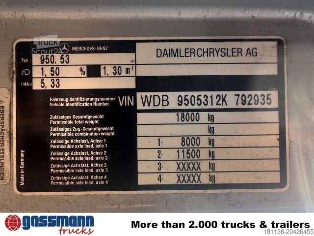 Kamyon şasisi Mercedes-Benz Atego 1828 L 4x2, Rechtslenker,