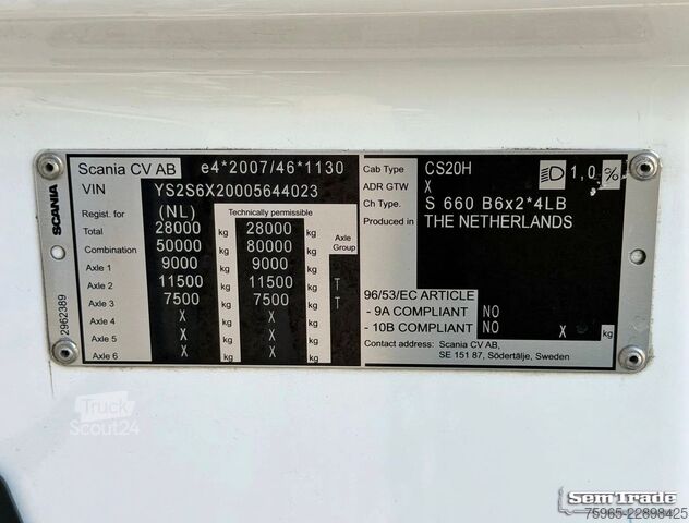 Chłodnia (samochód ciężarowy) SCANIA S660 NGS V8 6X2 50 CC FRIGO COMBI FULL OPTIONS S