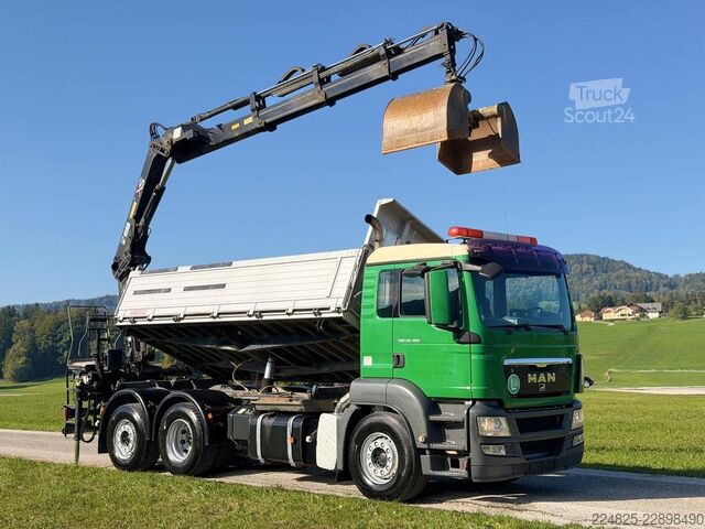 Tippbil MAN TGS 26.360 6X2 2-SEITENKIPPER+KRAN HIAB144E*TÜV*