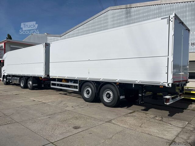 LKW mit Getränkeaufbau DAF FAN XF480 Swing-Board-Aufbau für Mitnahmestapler
