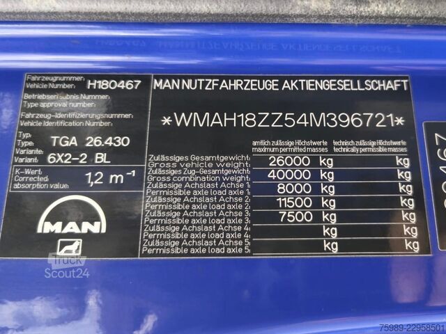 Valigia MAN TGA 26.430 6x2  695145 km original, RETARDER Go...