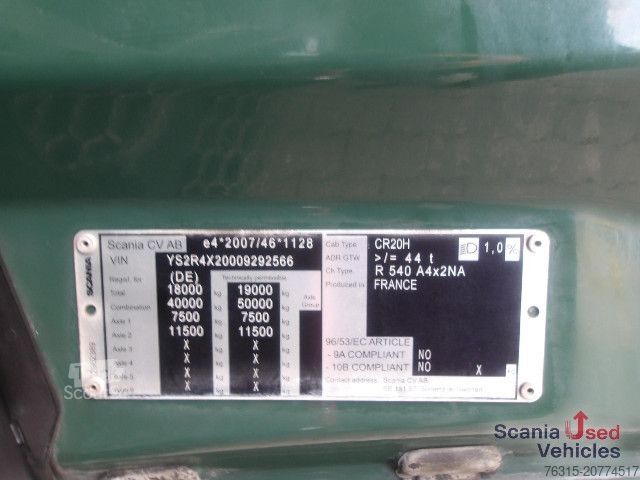 Autocarro per materiali pericolosi Scania R 540 NA - HIGHLINE - ALCOA - PTO - ACC