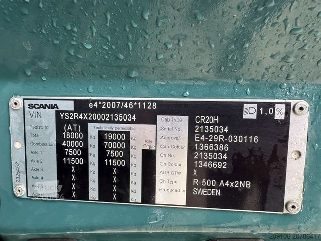 Standardni vlačilec SCANIA R 500 Retarder Voll Luft Hydraulik