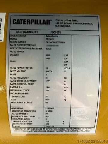 CAT DE850E0 - C18 - 850 kVA ģenerators - DPX-18032 Caterpillar DE850E0 - C18 - 850 kVA Generator - DPX-18032