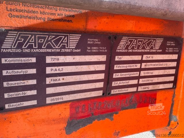 Dieplader oplegger  FAKA ZAA 18 Tandemtieflader Container