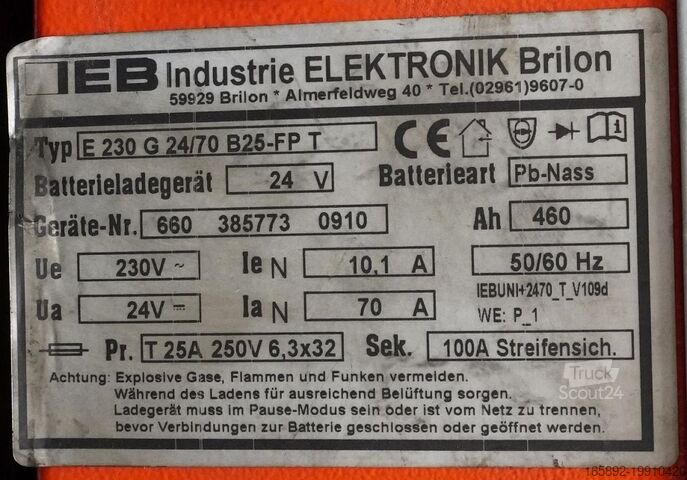 акумулятор навантажувача IEB Filon FUTUR E 230 G 24/70 B25-FP T