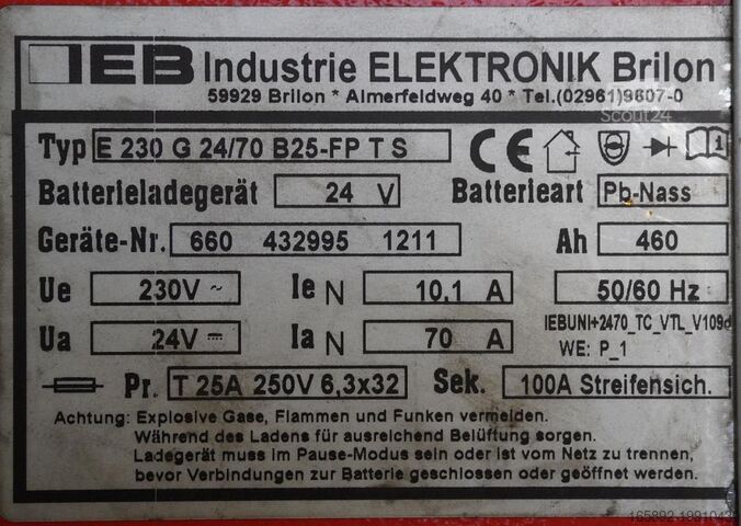 Baterie de stivuitor IEB Filon FUTUR E 230 G 24/70 B25-FP T S