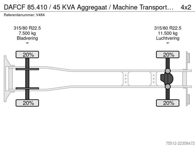 Чемодан DAF CF 85.410 / 45 KVA Aggregaat / Machine Transpor...