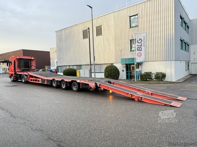 Tieflader-Sattelauflieger Rapmen Hubbett Meusburger MTS-3 hydr.klapp-Rampen Hebebett Lenkach