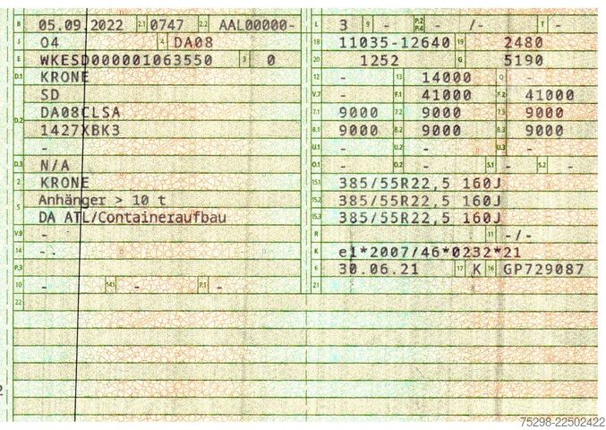 Keitimo kėbulo puspriekabė KRONE SD | Teleskop | 11.035mm -12.640mm