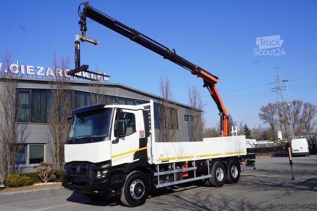 Plataforma con grúa Renault C380 / 6x4 / HDS Palfinger PK 18002-EH 6