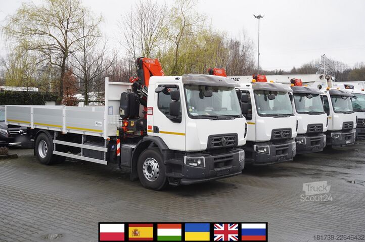 Plataforma con grúa Renault C280 DTI 8 / FASSI crane 5.6T / 560 mth