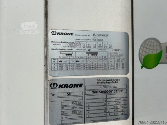 Remorque surbaissée KRONE KüHLAUFLIEGER, TK SLXI 300, LIFTACHSE, DOPPELSTOCK, BLUMENBREITE