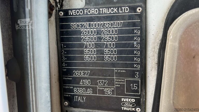 Tipper Iveco Eurocargo 260 E 27 (MANUAL PUMP / POMPE MANUELL...