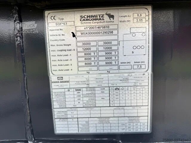 Dumper Schmitz Cargobull SGF S3/Stahlmulde/Liftachse/27m³