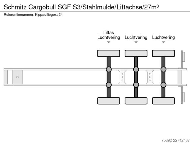 Dumper Schmitz Cargobull SGF S3/Stahlmulde/Liftachse/27m³