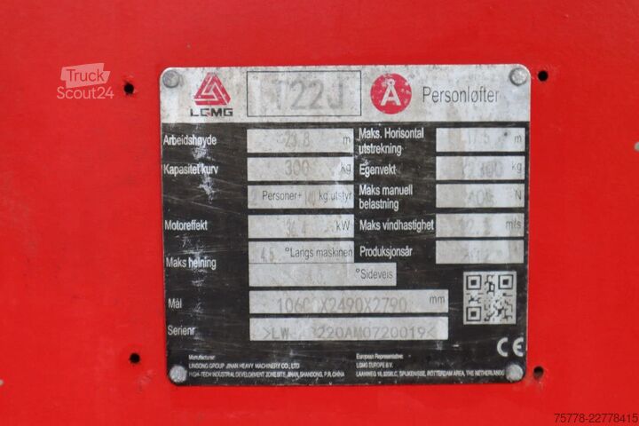 Plate-forme télescopique LGMG T22J | 24 METER | S65 S-65 | 660SJ