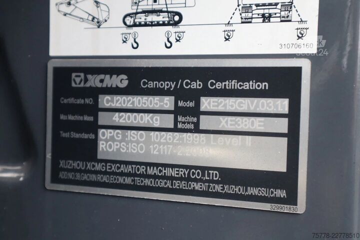 Escavadora de rastos XCMG XE380E | CE | CUMMINS STAGE V | SY390 | EC380 |...