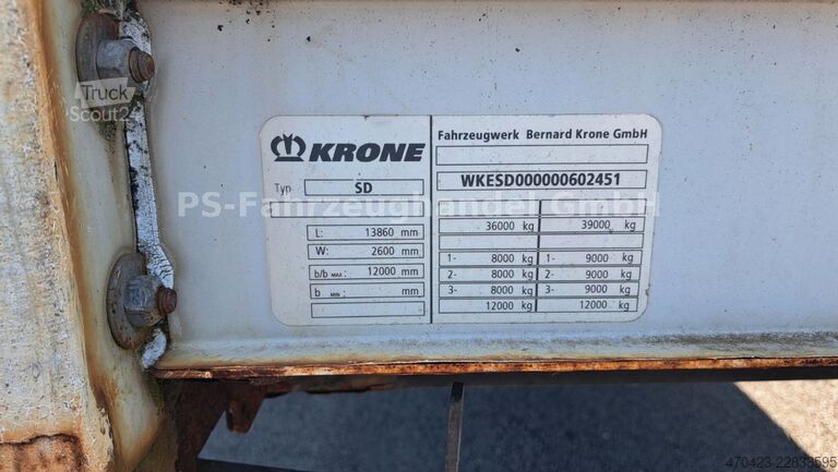 Åben sættevogn med presenning KRONE SD 27*Edscha*LiftA*PalKa*LenkA*STH