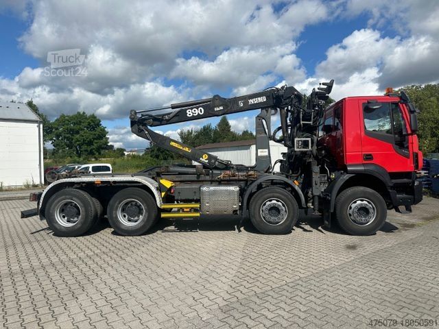Abrollkipper IVECO AD340X480 / Kran Jonserd 890
