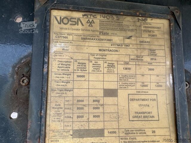 Koel-vriestransport Montracon Fridge Carrier Vector 1950 MT / SAF Axles