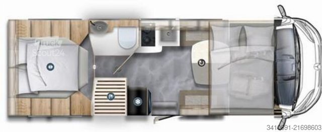 Integraal camper EURAMOBIL Integra Line GT 726 QF 2026 2xMondial Markise