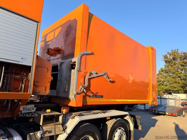 Roll-off-kippi kuorma-auto MERCEDES-BENZ Axor2629L Faun MSTS PACKER3/+Absetzbehälter/Müll