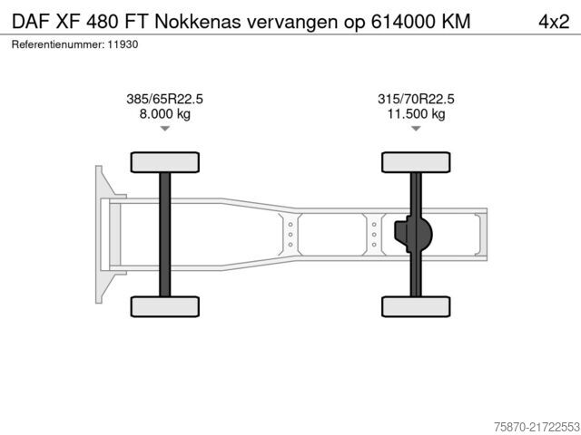 Standard-SZM DAF XF 480 FT Nokkenas vervangen op 614000 KM