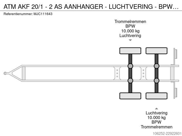 Trailer til platform ATM AKF 20/1 - 2 AS AANHANGER - LUCHTVERING - BPW A...