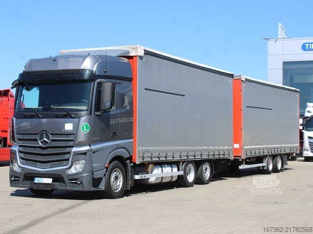 LKW mit Pritsche & Plane MERCEDES-BENZ Actros 2542, EURO 6, 6X2, TRANSIT SET + HIPOCAR