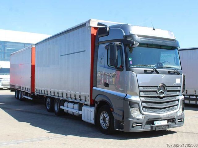 LKW mit Pritsche & Plane MERCEDES-BENZ Actros 2542, EURO 6, 6X2, TRANSIT SET + HIPOCAR