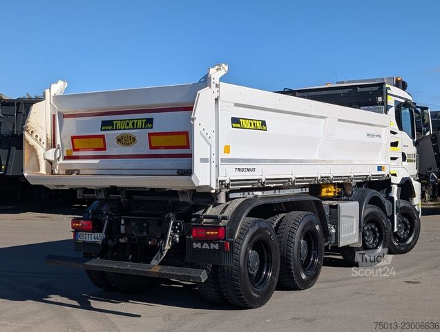 Camion-benne tricar MAN TGS 35.520 8x4, 1 Liege, MEILLER Bordmatic,MIETE