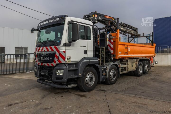 Camion-benne avec grue MAN TGS 35.400 BL -8x4H-6+ PM 38.5 SP-LC/7x