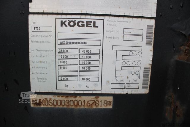 Низькорамний напівпричіп KÖGEL ST 30 Semi-Tieflader RADMULDE Nr: 818