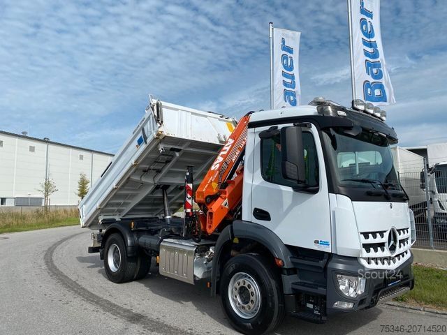 Trójstronna wywrotka MERCEDES-BENZ 1835 Kipper/Meiller/Atlas 135/Funk/74 tkm/Top