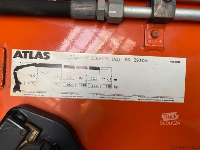 Trójstronna wywrotka MERCEDES-BENZ 1835 Kipper/Meiller/Atlas 135/Funk/74 tkm/Top