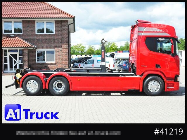 Hákový nosič kontejnerů SCANIA R500, Abrollkipper, HIAB, Lift-Lenkachse,