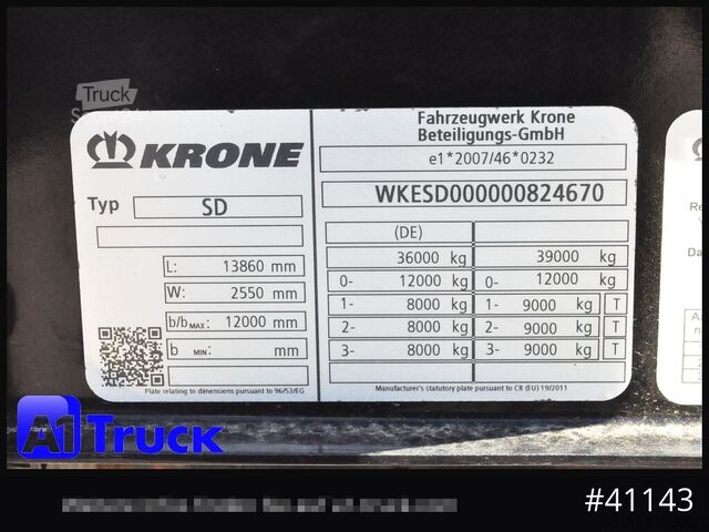 مقطورة نصفية مفتوحة مع قماش مشمع KRONE SD, Tautliner, neue Plane, 1 Vorbesitzer, 239.970km
