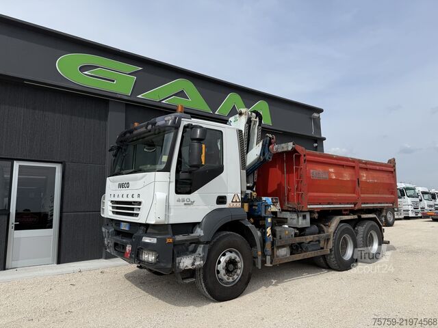 Camión volquete Iveco Trakker 380T45 Kipper + Kran CORMACH 6x4