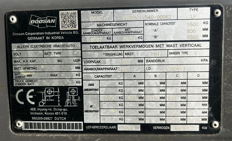 šakinis krautuvas Doosan G55C-7