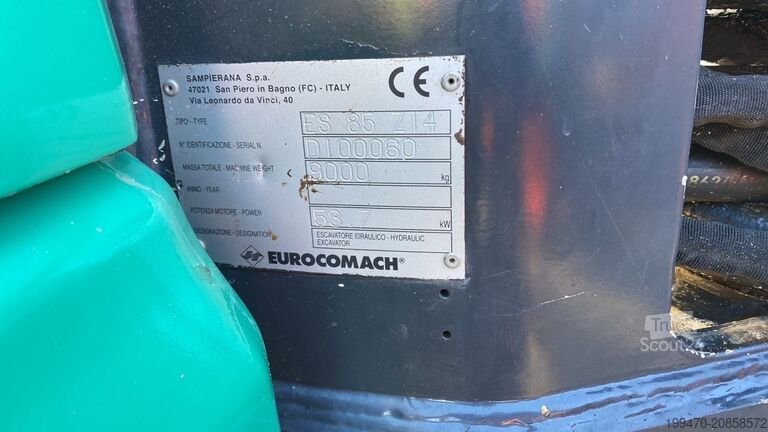 Excavator midi 7t - 12t Eurocomach Es 85 Zt with 3 buckets