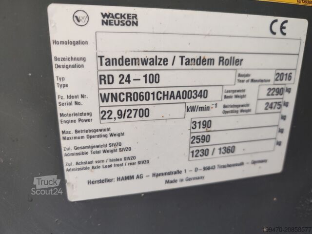 Rodillo tándem Wacker Neuson RD24-100