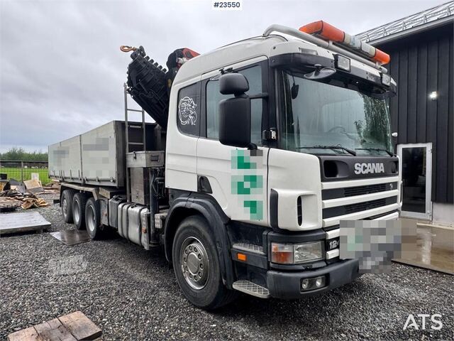 Tovornjak z žerjavom Scania P124 Tridem Hooklift & Crane Truck – Hooklift Cont