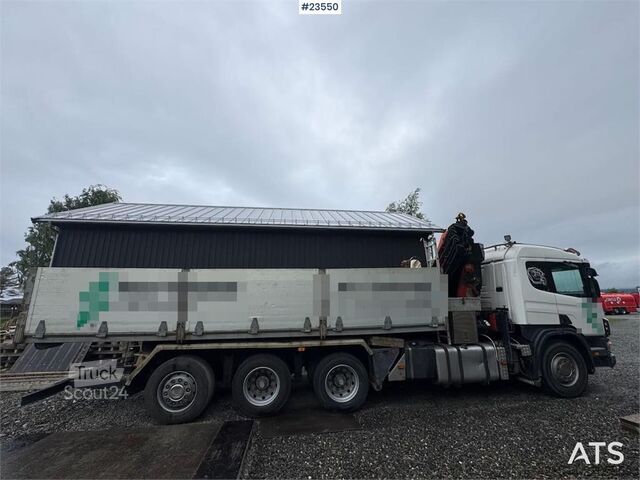 Tovornjak z žerjavom Scania P124 Tridem Hooklift & Crane Truck – Hooklift Cont